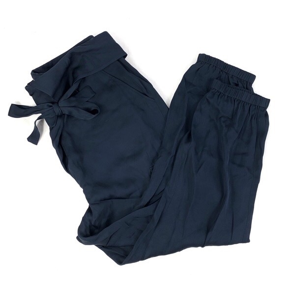 FRAME Navy Satin Cargo Pants - Picture 3 of 10